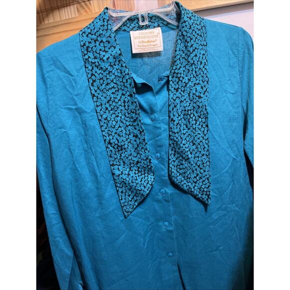 Pendleton Country Sophisticates VTG Womens Sz 6 Blue Rayon Linen Button Shirt LS - Picture 11 of 11